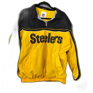 NFL Vintage Authentic Steelers Light 1/4 zip Jacket Men’s L Blk/Gold lined